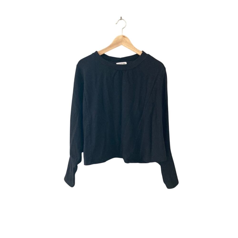Amour Vert Organic Cotton Modal Dolman Sleeve Pullover Top - Black - M/L